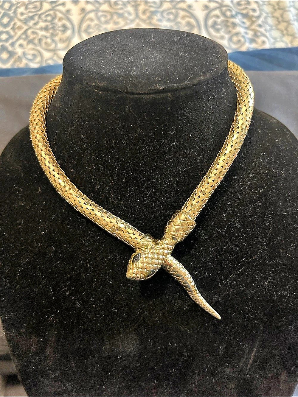 Gold Snake Statement Necklace Like New